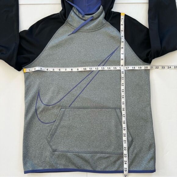 Nike Dri-Fit Moisture Wicking Gray Purple Swoosh Logo Hooded Sweatshirt Size M - Picture 7 of 12